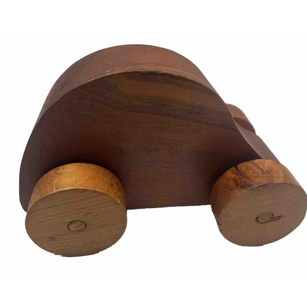 Vintage Wooden Car Handmade Old Fashioned Rolling Country Toy 6